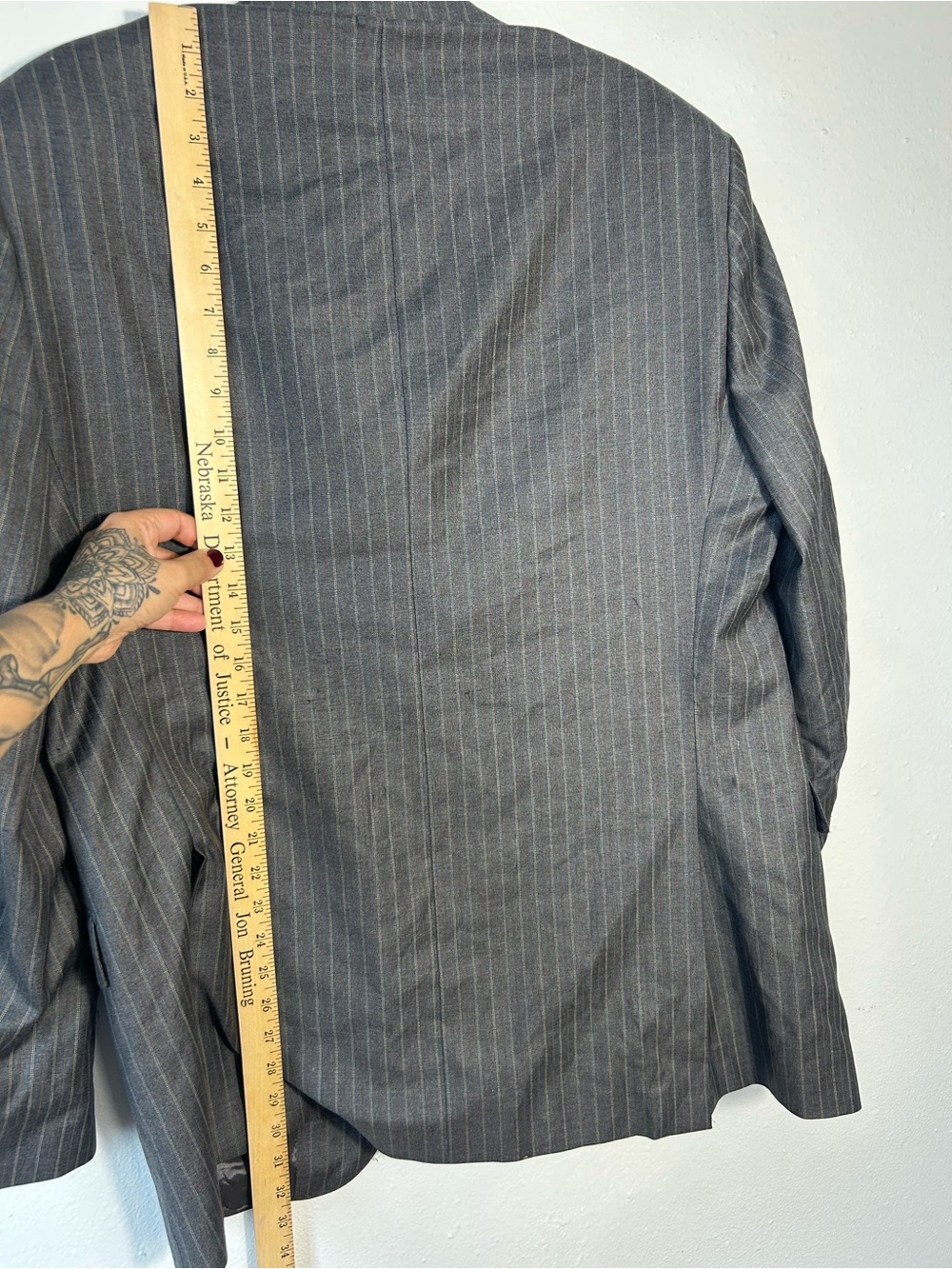 Barneys New York Gray Pinstripe Suit Jacket - Picture 10 of 10